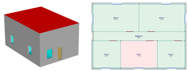 Aperçu de la modélisation de la maison
Source : Pléiades Comfie
